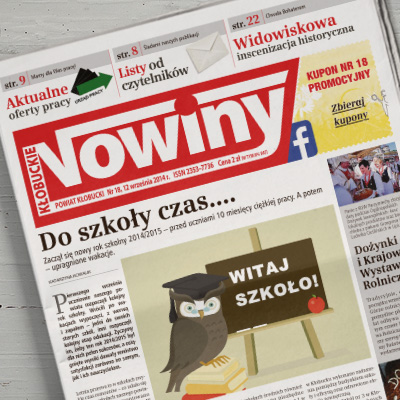 layout, skład, dtp gazety Nowiny Kłobuckie